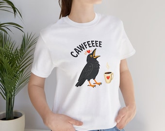 Cawfeee Crow-koffieshirt | Cute Coffee Lover-shirt met print