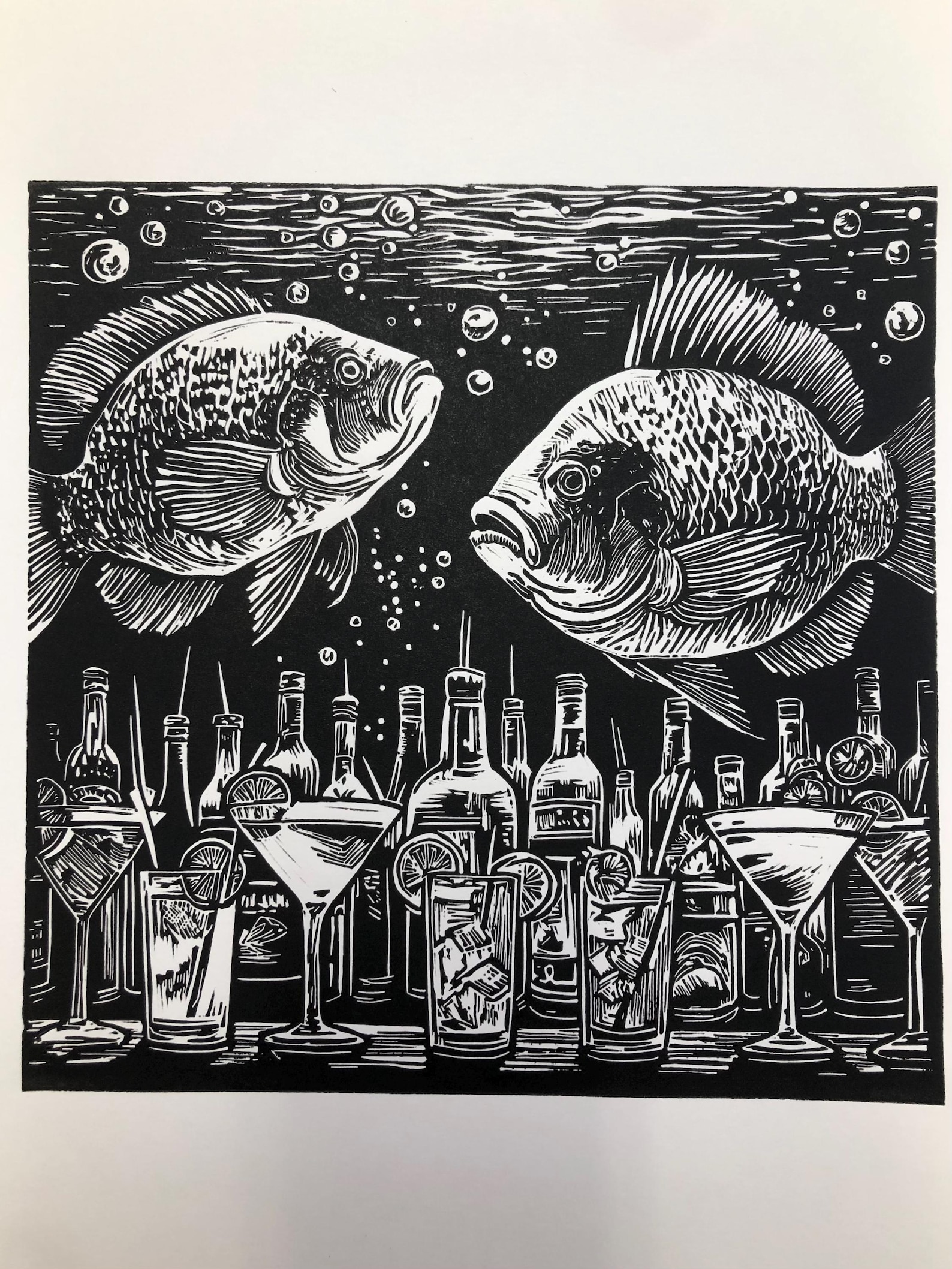Lush - linoleum print