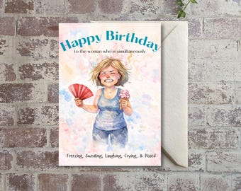 Funny Perimenopause Birthday Card, Midlife Humor (Digital Download)
