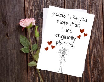 Tarjeta de felicitación de amor divertida, tarjeta romántica linda, tarjeta minimalista de San Valentín, tarjeta imprimible de 5x7