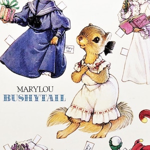 Marylou BUSHYTAIL Squirrel PAPER DOLL Post Card Large 7x6" Rare! Pristine Condition Shackman Co.