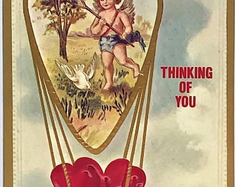 Postal vintage de San Valentín "Pensando en ti". En perfecto estado. ¡Artículo raro! B. Shackman Company