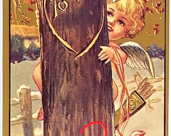 Postal vintage de San Valentín "Pensando en ti". En perfecto estado. ¡Artículo raro! B. Shackman Company