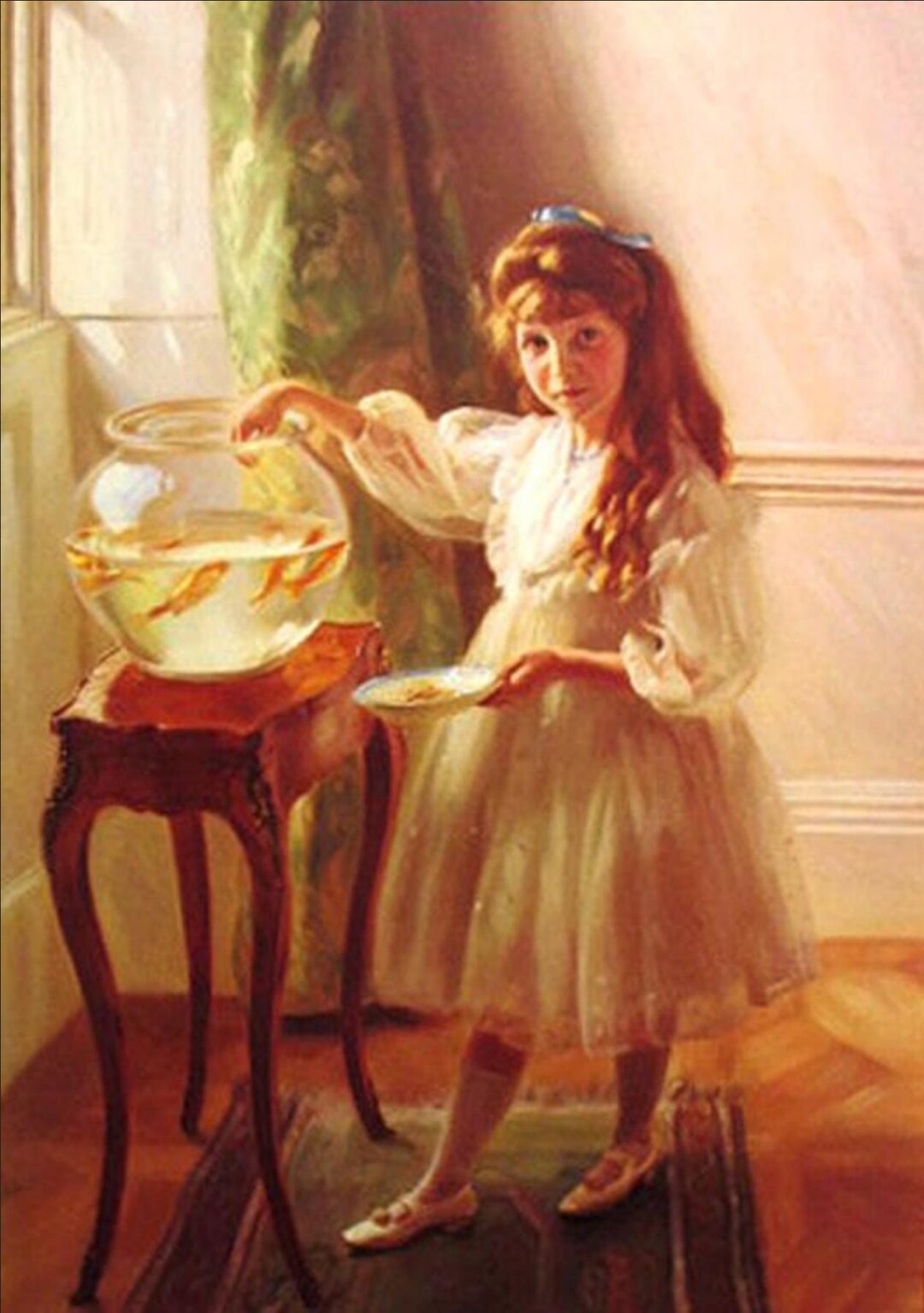 Victorian Girl Print THE GOLDFISH BOWL J.H. Lorimer Child Portrait ...