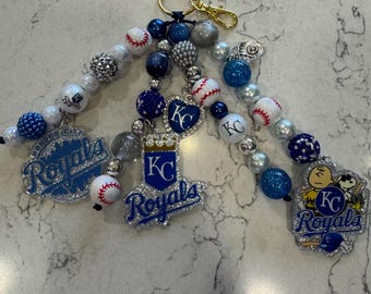 K C Royals Baseball  Snoopy & Charlie Brown Bag Charms/ Keychain Handmade OOAK