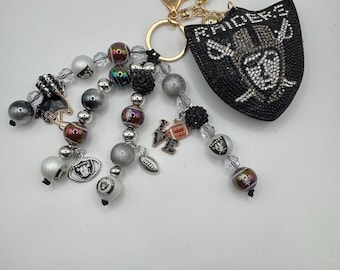 Las Vegas Raiders Bag Charm   Black Silver NFL Team charm Keychain