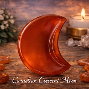Carnelian Crescent Moon Bowl | 2” Natural Crystal - “Backlit photo included to show natural translucency and depth of color.”
