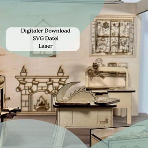 Taller de elfos SVG, accesorios para puerta de elfo, lima láser de madera de 3 mm