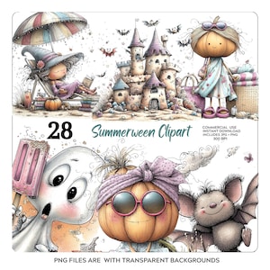 Summerween PNG Clipart, Cute Ghost, Skeleton Summer Vibes,Spooky Summer Clipart, Halloween Summer PNG