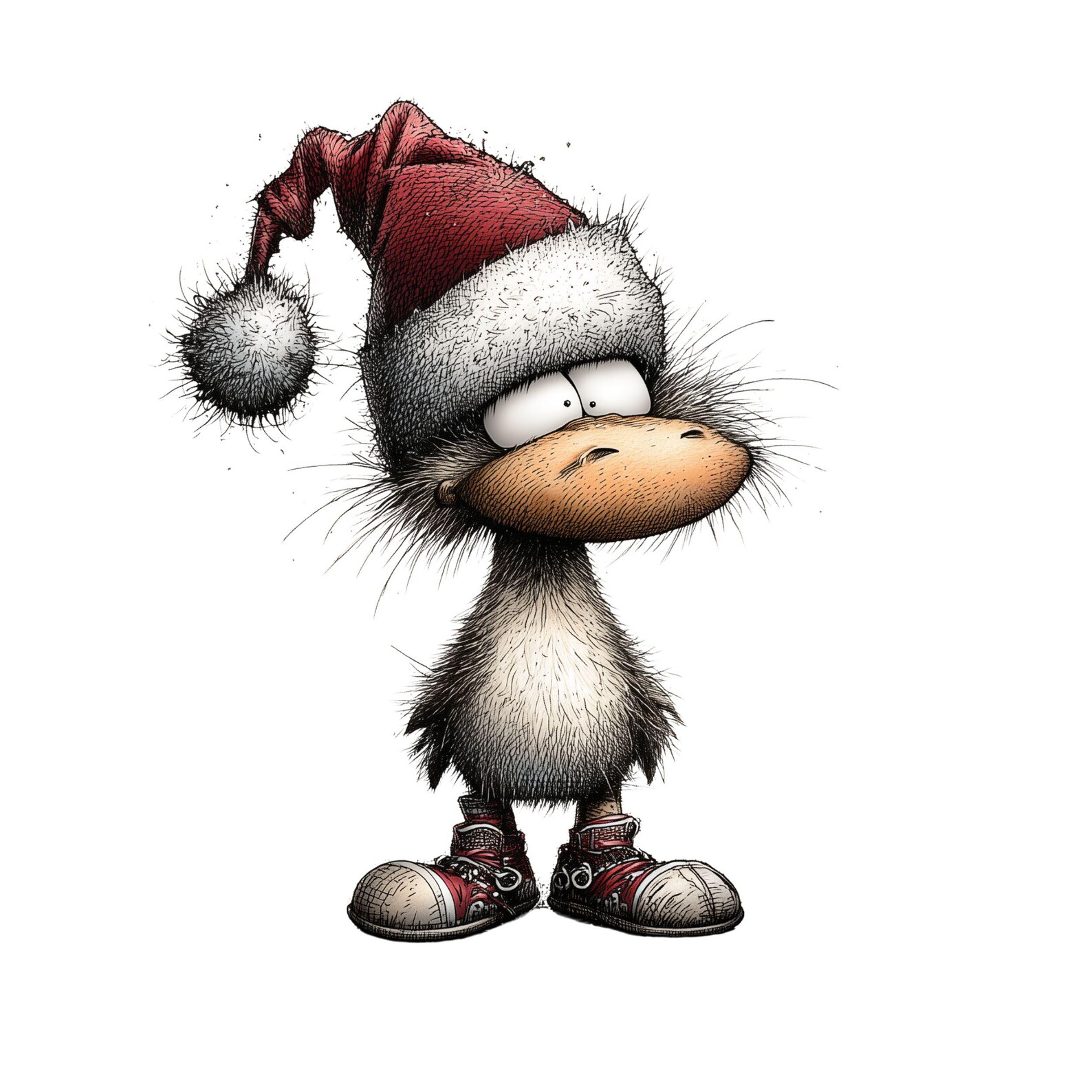 Quirky Christmas Duck Clipart – Fuzzy Santa Hat Duckling (PNG ...