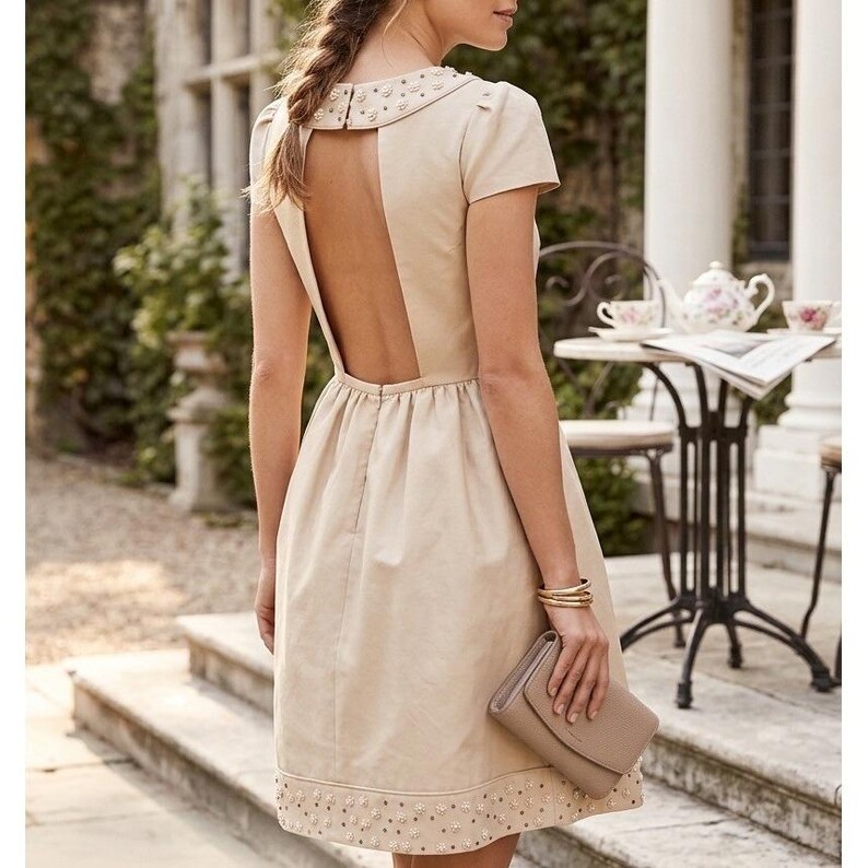 Anthropologie Hitherto Silk-Blend Embroidered Floral Cocktail Dress - Size 4 image 3