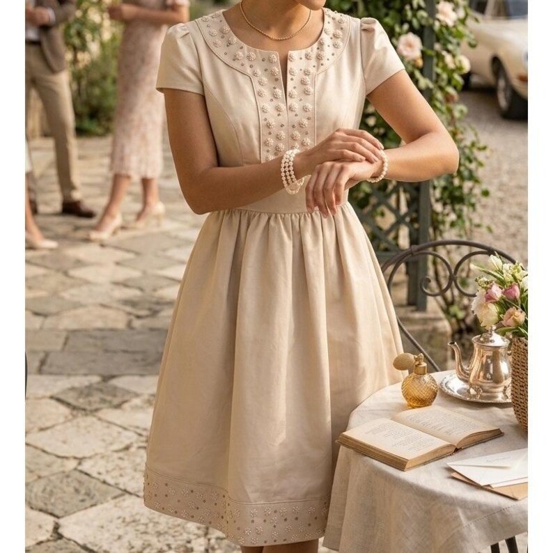 Anthropologie Hitherto Silk-Blend Embroidered Floral Cocktail Dress - Size 4 image 5
