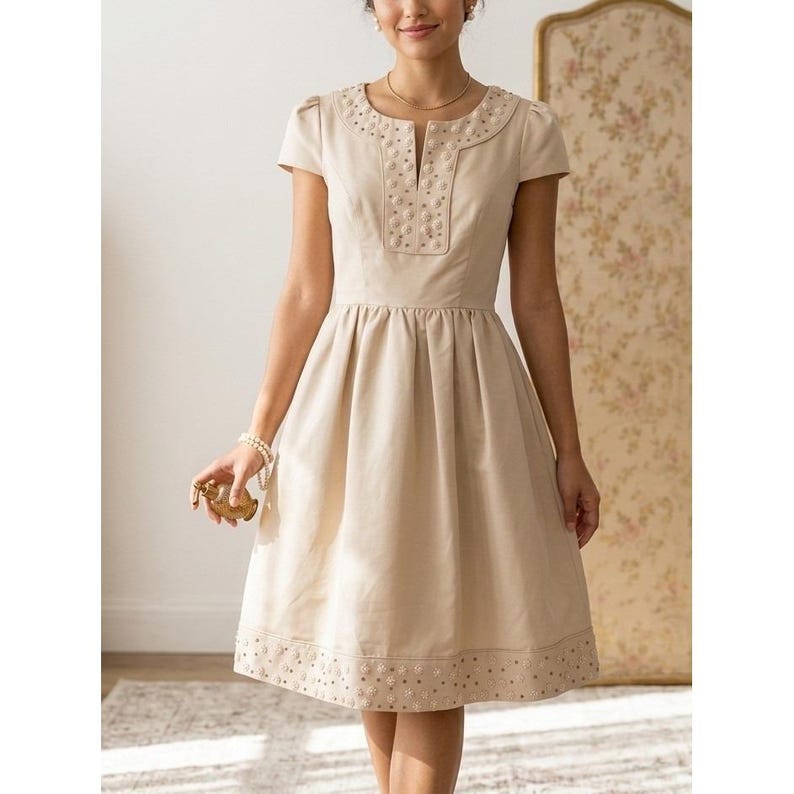 Anthropologie Hitherto Silk-Blend Embroidered Floral Cocktail Dress - Size 4 image 4