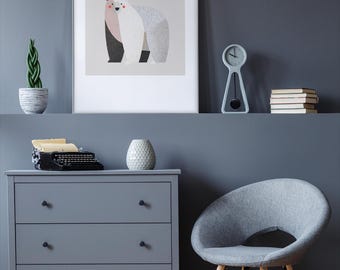 Minimalist Scandinavian Polar Bear Art Print