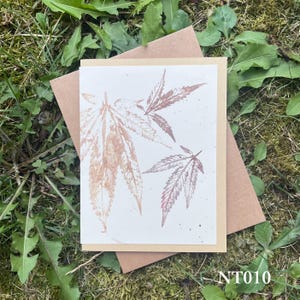 Ecru Cannabis Leaf Print Card - Blank Card - Stationery