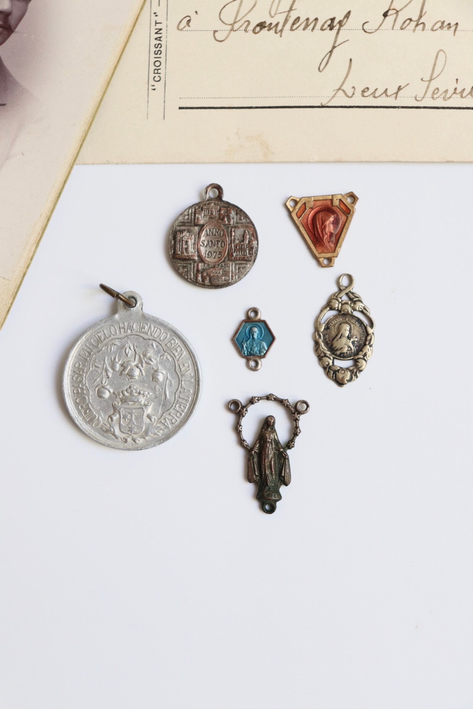 Vintage French & European Religious Medals Rosary Findings
