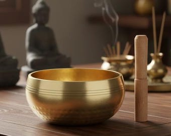 Handmade Tibetan Singing Bowl Set – Brass Meditation Bowl for Yoga, Sound Healing, Mindfulness & Stress Relief | Spiritual Gift (8–13 cm)