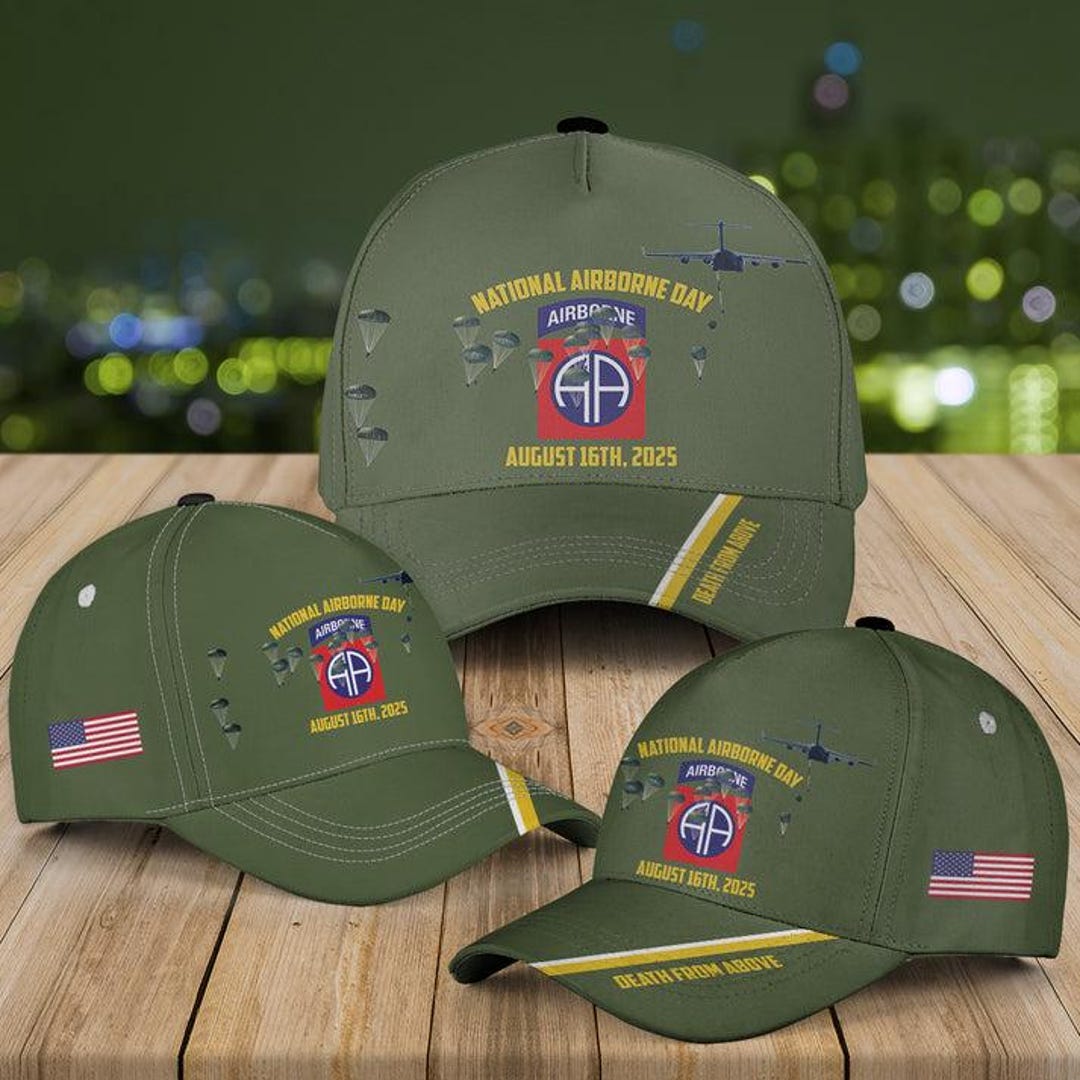 Airborne Graduation Cap Design US Army 82nd Airborne Division National Airborne Day 2026 Baseball Cap ...