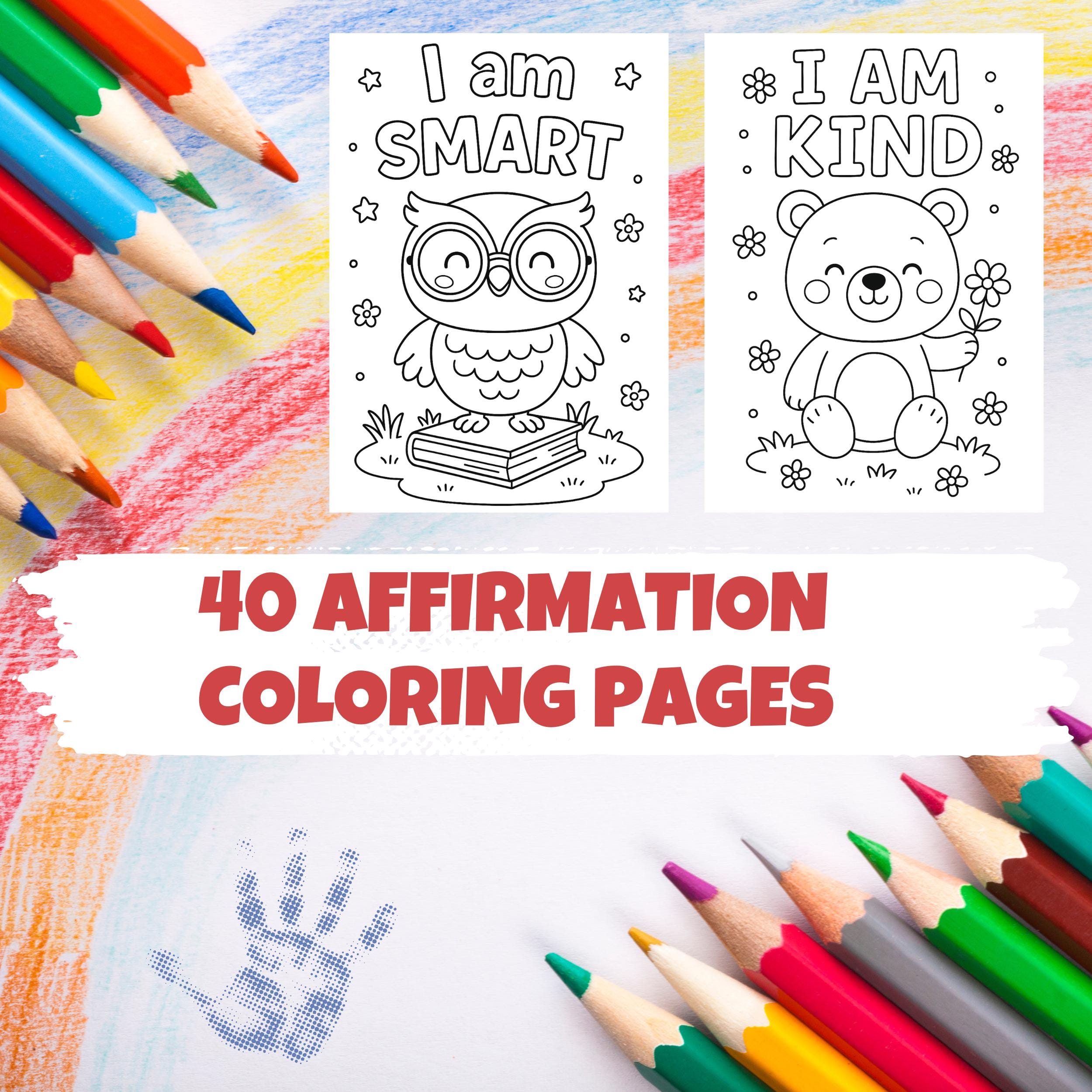 40 Positive Affirmation Coloring Pages for Kids, Growth Mindset, Self ...