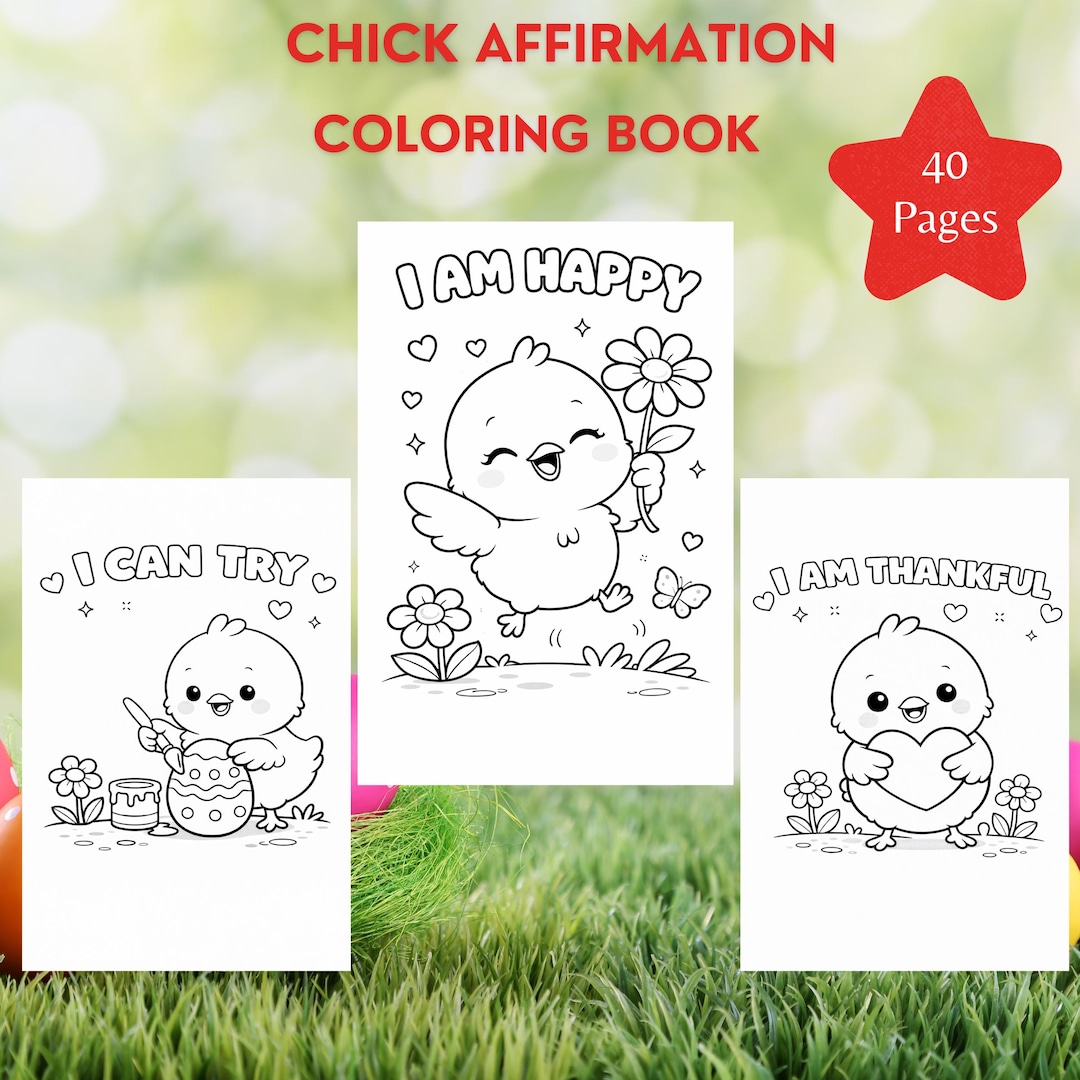 Spring Chick Affirmation Coloring Pages for Kids, Preschool SEL ...