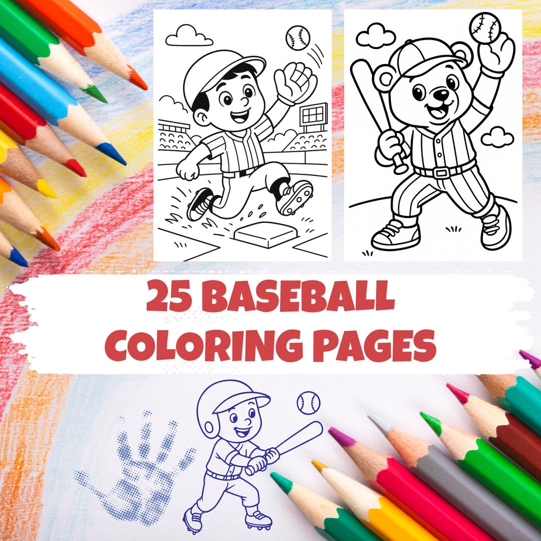 Baseball Coloring Pages for Kids, Fun Sports Activity (digital Download ...