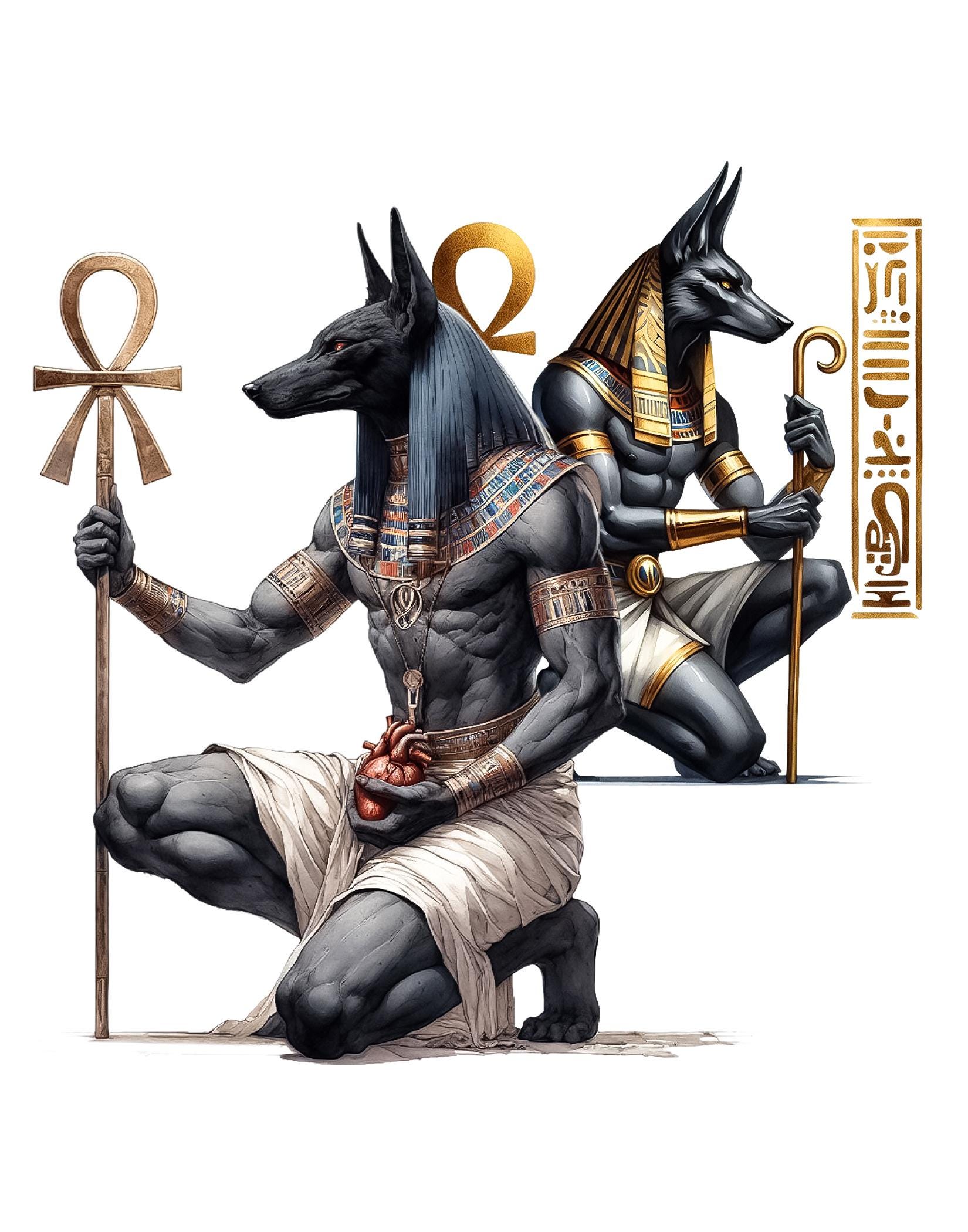 Anubis Egyptian God Clipart – Mythology Character Set 30 PNG Digital ...