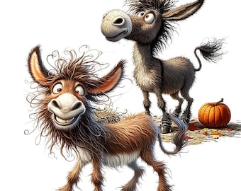 Funny Donkey Clipart - 26 PNG Images, Transparent Background, Digital Download