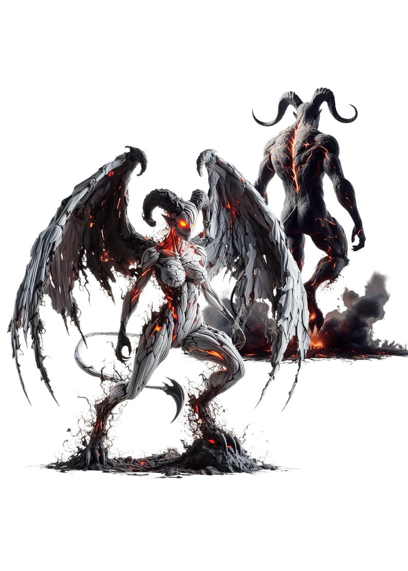 Demonic Character Clipart – Dark Gothic Fantasy Set, 28 PNG Digital ...