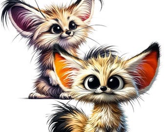 Fennec Fox Clipart - 30 PNG Transparent Backgrounds, Digital Download
