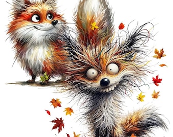 Colorful Fox Clipart Bundle - Transparent PNG Images (Digital Download)