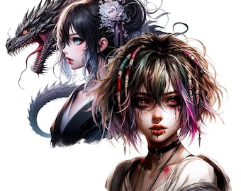 Anime horror girl png, 24 png transparent background