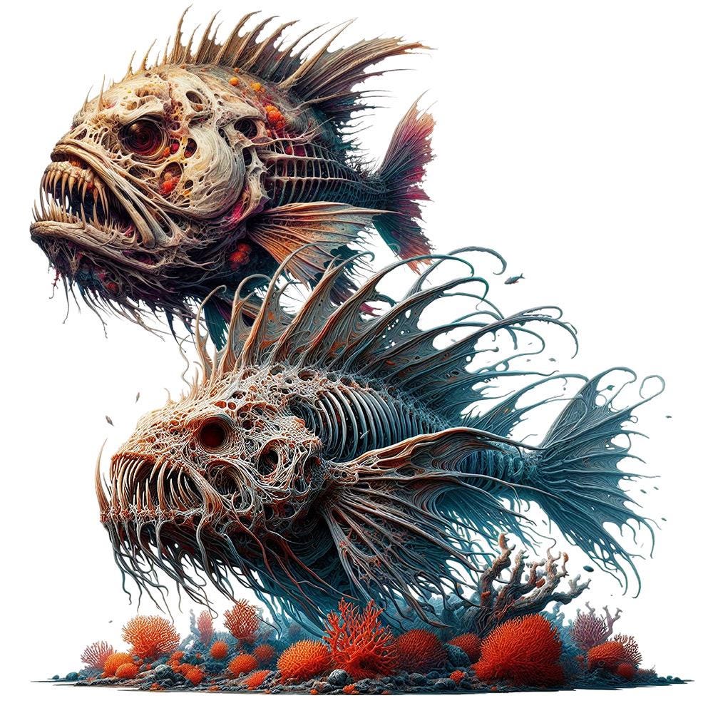 Scary Fish Clipart – 25 PNG Transparent Backgrounds, Dark Sea Creature ...