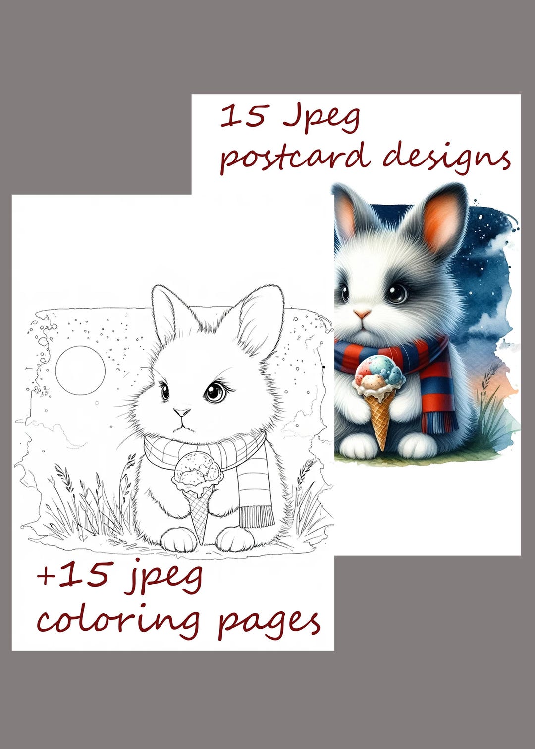 Rabbit Postcards Coloring Pages – 15 JPEG Designs (digital Download) - Etsy