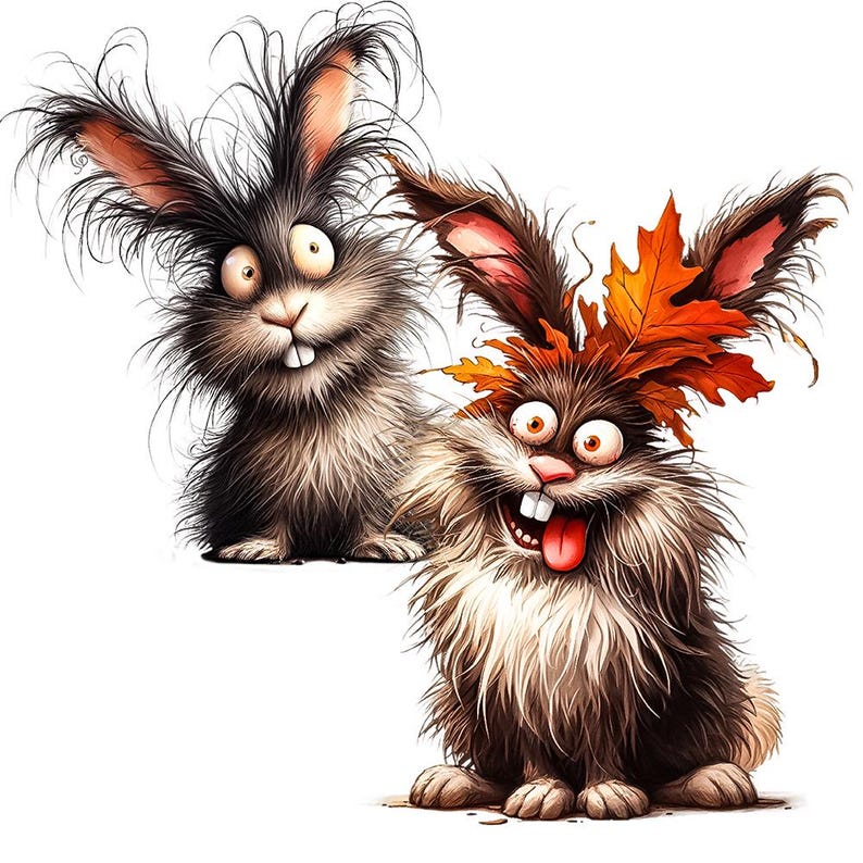 Exaggerated Rabbit Funny Rabbit Clipart - 30 PNG Transparent Backgrounds, Digital Download ...
