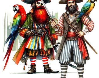 Pirate PNG Clipart – 28 PNG Transparent Images + 5 Backgrounds, Digital Download
