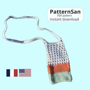 Patron Crochet Pochette Téléphone PDF, Tuto Sac Bandoulière Fr/En, Crochet Phone Pouch Pattern, Crossbody Phone Bag PDF