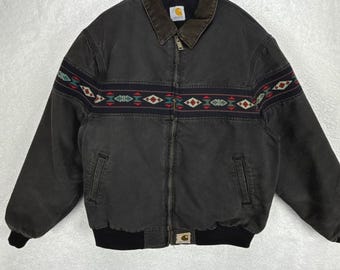 90s carhartt southwest jacket XL サンタフェ Vintage 1990s Carhartt Aztec Santa Fe South Western Jacket Made in
