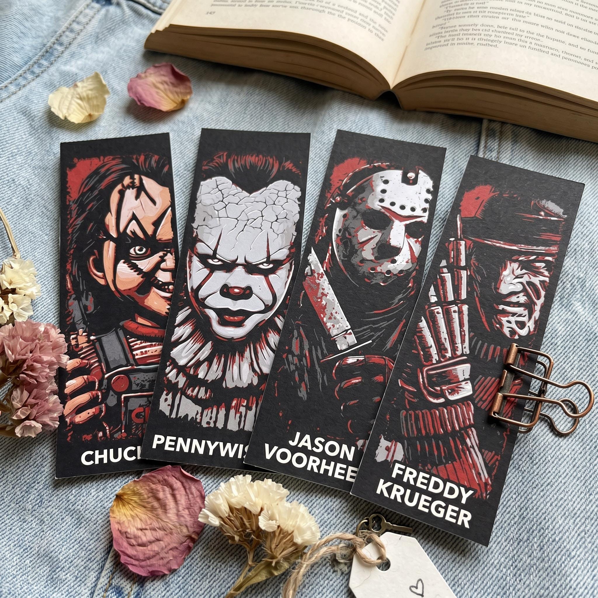 4 Horror Bookmark Set Printable, Spooky Gothic Bookmarks, Dark ...