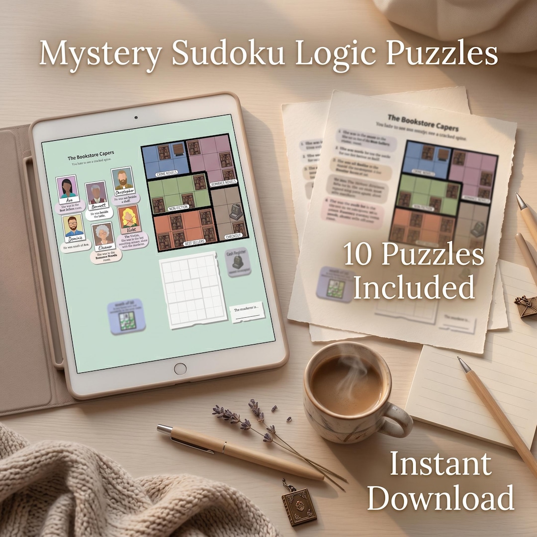 10 Mysterious Sudoku Puzzles in Printable PDF, Logic Games, Crime ...