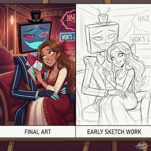 Hazbin Hotel Helluva Boss Custom Portrait, Demon OC Commission, Hell Cartoon Avatar, Couple or Solo Character Art