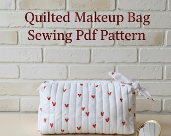 Quilted Makeup Bag Sewing Pattern I Zipper Boxy Pouch Pdf I Beginner Friendly