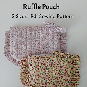 Quilted Ruffle Pouch Bag Sewing Pattern - Zipper Makeup Bag Pdf ...