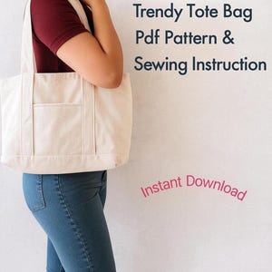 Tote Bag Sewing Pattern - Shopper Bag Pdf - Beginner Friendly