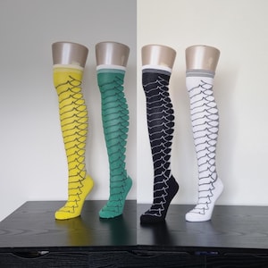Chaussettes Dragon | Plus de couleurs ! Chaussettes hautes à motif écailles | Uniques, colorées et confortables