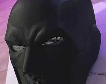 Bat Cowl Mask – Dark Vigilante Helmet with Mesh Eyes – Cosplay / Costume Display Piece