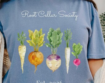 Gartenarbeit-T-Stück, Wurzelkeller-Gesellschaft, lässt Wurzeln für jede andere Gemüse-Hemd, Frühlings-T-Shirt, Rüben-Geschenk, schwarze Karotten-T-Stück, Unisex