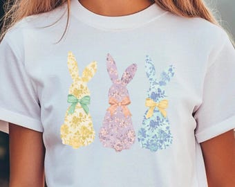 Kinder Frühling Ostern Shirt, Blumenhase Frohe Ostern Jugend T-Shirt, Frohe Ostern Hase T-Shirt