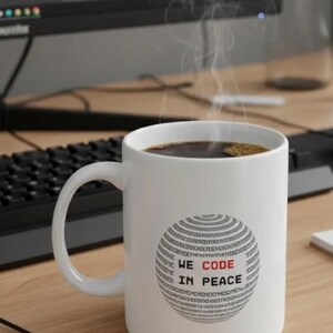 Taza "Codificamos en paz", regalo humorístico sobre codificación, camiseta de programador, camiseta de ingeniero informático, camiseta de ingeniero de software, humor de ingeniero de software