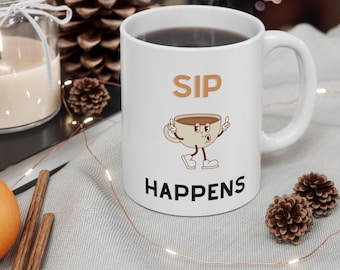 Mug à café, illustration amusante, tasse à café en céramique