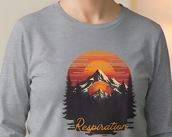 Maglietta unisex retrò con tramonto sugli alberi di pino, maglietta da avventura, amante della natura, maglietta da esterno, portami in montagna, maglietta da campeggio, maglietta da montagna